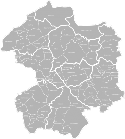 Karte des Kreises Paderborn